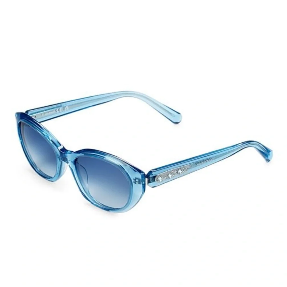 Swarovski Crystal D-Frame Sunglasses Blue 53mm NWT